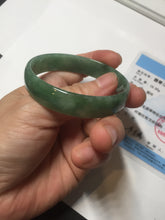 Load image into Gallery viewer, 52.8mm certified 100% natural Type A forest green dark green jadeite jade bangle BP15-8593