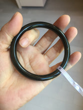 Load image into Gallery viewer, 60.8mm 100% Natural dark green/black meteorite Stellar Night sky slim round cut nephrite bangle HT110-8795
