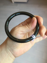 Load image into Gallery viewer, 60.8mm 100% Natural dark green/black meteorite Stellar Night sky slim round cut nephrite bangle HT110-8795