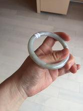 Load image into Gallery viewer, 54.5mm certified 100% natural type A icy watery white/gray round cut jadeite jade bangle BL9-9888