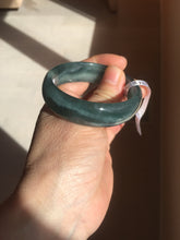 Load image into Gallery viewer, 49mm Certified Type A 100% Natural icy watery deep sea green/blue/gray/white oval Guatemala Jadeite bangle F124-2262