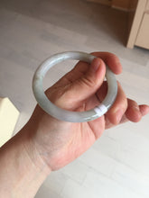 Load image into Gallery viewer, 54.5mm certified 100% natural type A icy watery white/gray round cut jadeite jade bangle BL9-9888