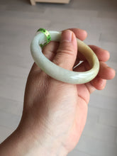 Load image into Gallery viewer, 51.5mm certified 100% natural Type A green/yellow oval jadeite jade bangle e68-8540