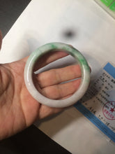 Load image into Gallery viewer, 55mm Certified 100% natural Type A sunny green/purple/white jadeite jade bangle BH29-5417
