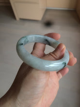 Load image into Gallery viewer, 56.6mm certified 100% natural Type A light green/white with green floating flowers oval jadeite jade bangle B91-1643