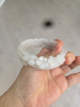 Load image into Gallery viewer, 55.5mm 100% natural light pale pink/white/beige Quartzite (Shetaicui jade) carved flowers bangle XY15