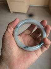 Load image into Gallery viewer, 56.6mm certified 100% natural Type A light green/white with green floating flowers oval jadeite jade bangle B91-1643