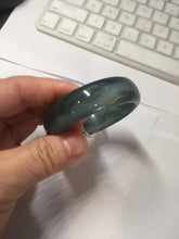 Load image into Gallery viewer, 49mm Certified Type A 100% Natural icy watery deep sea green/blue/gray/white oval Guatemala Jadeite bangle F124-2262