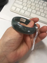 Load image into Gallery viewer, 49mm Certified Type A 100% Natural icy watery deep sea green/blue/gray/white oval Guatemala Jadeite bangle F124-2262