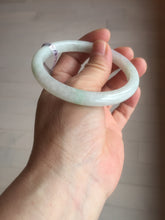 Load image into Gallery viewer, 58mm certified type A 100% Natural fresh light green/white slim jadeite jade bangle E80-0996