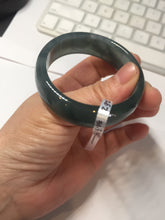 Load image into Gallery viewer, 49mm Certified Type A 100% Natural icy watery deep sea green/blue/gray/white oval Guatemala Jadeite bangle F124-2262