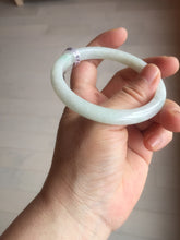 Load image into Gallery viewer, 58mm certified type A 100% Natural fresh light green/white slim jadeite jade bangle E80-0996