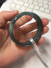 Load image into Gallery viewer, 49mm Certified Type A 100% Natural icy watery deep sea green/blue/gray/white oval Guatemala Jadeite bangle F124-2262