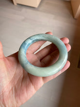 Load image into Gallery viewer, 52.8mm 100% natural blue/white Quartzite (Shetaicui jade) Blue sky and white clouds chubby round cut bangle SY27