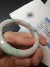 Load image into Gallery viewer, 60mm certified 100% natural type A sunny green white  jadeite jade bangle BH31-5424