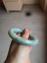 Load image into Gallery viewer, 52.8mm 100% natural blue/white Quartzite (Shetaicui jade) Blue sky and white clouds chubby round cut bangle SY27