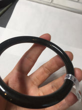 Load image into Gallery viewer, 60.8mm 100% Natural dark green/black meteorite Stellar Night sky slim round cut nephrite bangle HT110-8795