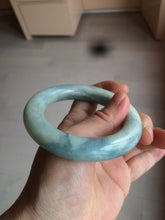 Load image into Gallery viewer, 52.8mm 100% natural blue/white Quartzite (Shetaicui jade) Blue sky and white clouds chubby round cut bangle SY27
