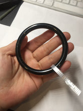 Load image into Gallery viewer, 60.8mm 100% Natural dark green/black meteorite Stellar Night sky slim round cut nephrite bangle HT110-8795