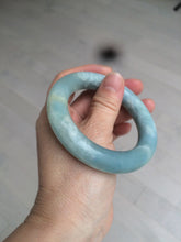 Load image into Gallery viewer, 52.8mm 100% natural blue/white Quartzite (Shetaicui jade) Blue sky and white clouds chubby round cut bangle SY27
