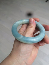 Load image into Gallery viewer, 52.8mm 100% natural blue/white Quartzite (Shetaicui jade) Blue sky and white clouds chubby round cut bangle SY27