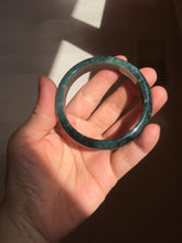 Load image into Gallery viewer, 55.5mm Certified Type A 100% Natural deep sea green/blue/gray/white Guatemala Jadeite bangle PC35-8521