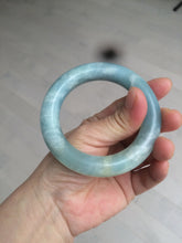 Load image into Gallery viewer, 52.8mm 100% natural blue/white Quartzite (Shetaicui jade) Blue sky and white clouds chubby round cut bangle SY27