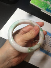 Load image into Gallery viewer, 60mm certified 100% natural type A sunny green white  jadeite jade bangle BH31-5424