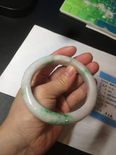 Load image into Gallery viewer, 60mm certified 100% natural type A sunny green white  jadeite jade bangle BH31-5424