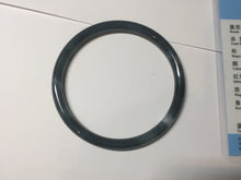Load image into Gallery viewer, 56.2mm Certified Type A 100% Natural icy watery dark green/blue/gray Guatemala slim round cut Jadeite bangle PD53-5518