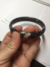 Load image into Gallery viewer, 59.5mm 100% natural black background with white/yellow/red flowers Plum blossom Jade(梅花玉) bangle SY98-5