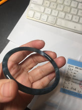 Load image into Gallery viewer, 56.2mm Certified Type A 100% Natural icy watery dark green/blue/gray Guatemala slim round cut Jadeite bangle PD53-5518