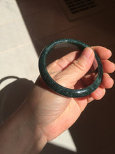 Load image into Gallery viewer, 55.5mm Certified Type A 100% Natural deep sea green/blue/gray/white Guatemala Jadeite bangle PC24-8528