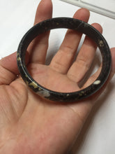 Load image into Gallery viewer, 59.5mm 100% natural black background with white/yellow/red flowers Plum blossom Jade(梅花玉) bangle SY98-5