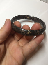 Load image into Gallery viewer, 59.5mm 100% natural black background with white/yellow/red flowers Plum blossom Jade(梅花玉) bangle SY98-6