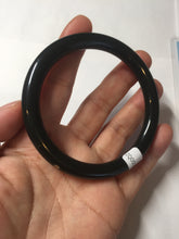 Load image into Gallery viewer, 58.4mm 100% Natural dark green/black meteorite Stellar Night sky slim round cut nephrite bangle HT113-8249