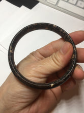 Load image into Gallery viewer, 59.5mm 100% natural black background with white/yellow/red flowers Plum blossom Jade(梅花玉) bangle SY98-6