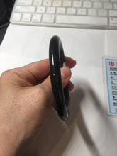 Load image into Gallery viewer, 58.4mm 100% Natural dark green/black meteorite Stellar Night sky slim round cut nephrite bangle HT113-8249