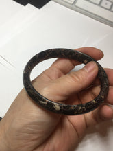 Load image into Gallery viewer, 59.5mm 100% natural black background with white/yellow/red flowers Plum blossom Jade(梅花玉) bangle SY98-6