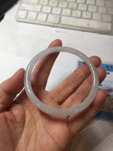 Load image into Gallery viewer, 59.6mm Certified Type A 100% Natural white/light purple round cut Jadeite Jade bangle BG216-8574