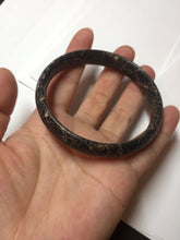 Load image into Gallery viewer, 59.5mm 100% natural black background with white/yellow/red flowers Plum blossom Jade(梅花玉) bangle SY98-6