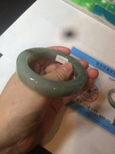 Load image into Gallery viewer, 53.4mm certified type A 100% Natural dark green/gray square style Jadeite Jade bangle BH34-5250