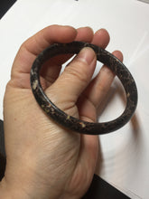 Load image into Gallery viewer, 59.5mm 100% natural black background with white/yellow/red flowers Plum blossom Jade(梅花玉) bangle SY98-6