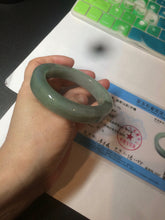 Load image into Gallery viewer, 53.4mm certified type A 100% Natural dark green/gray square style Jadeite Jade bangle BH34-5250