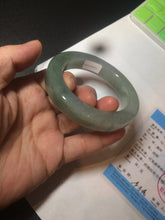 Load image into Gallery viewer, 53.4mm certified type A 100% Natural dark green/gray square style Jadeite Jade bangle BH34-5250