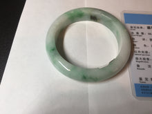 Load image into Gallery viewer, 55.8mm certified type A 100% Natural sunny green white flying flowers jadeite jade bangle AX129-5234