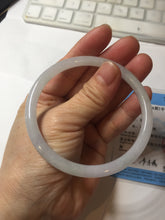 Load image into Gallery viewer, 59.6mm Certified Type A 100% Natural white/light purple round cut Jadeite Jade bangle BG216-8574