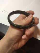 Load image into Gallery viewer, 59.5mm 100% natural black background with white/yellow/red flowers Plum blossom Jade(梅花玉) bangle SY98-7