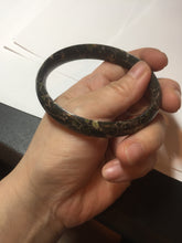 Load image into Gallery viewer, 59.5mm 100% natural black background with white/yellow/red flowers Plum blossom Jade(梅花玉) bangle SY98-7