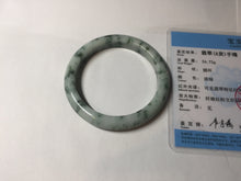 Load image into Gallery viewer, 54mm certified Type A 100% Natural light green with floating green flowers Jadeite Jade bangle AU14-3022
